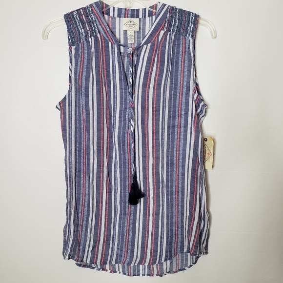 St John's Bay Top Sleeveless Striped Blue and White Women's Size Small NWT - Picture 15 of 15
